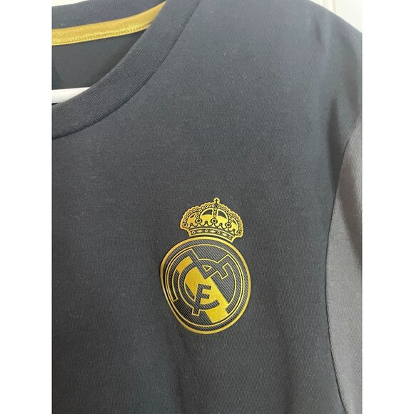 Adidas Real Madrid Climalite Short Sleeve T-Shirt Black/Gold Mens 2XL - Picture 10 of 15